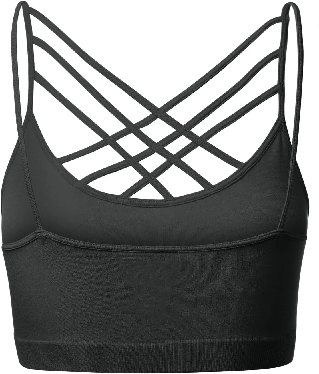 Women's Sports Bra Criss Cross Strappy Bandeau Cami Wirefree Bralette Tops