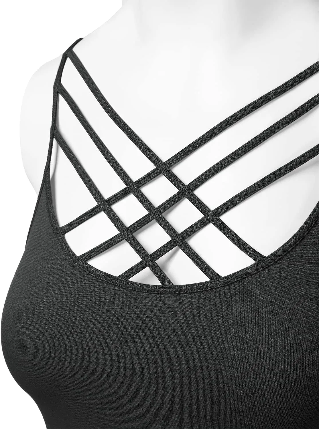 Women's Sports Bra Criss Cross Strappy Bandeau Cami Wirefree Bralette Tops