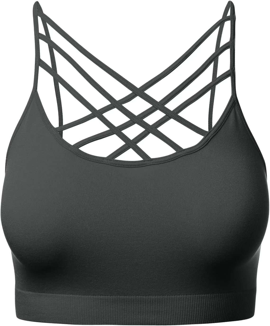 Women's Sports Bra Criss Cross Strappy Bandeau Cami Wirefree Bralette Tops