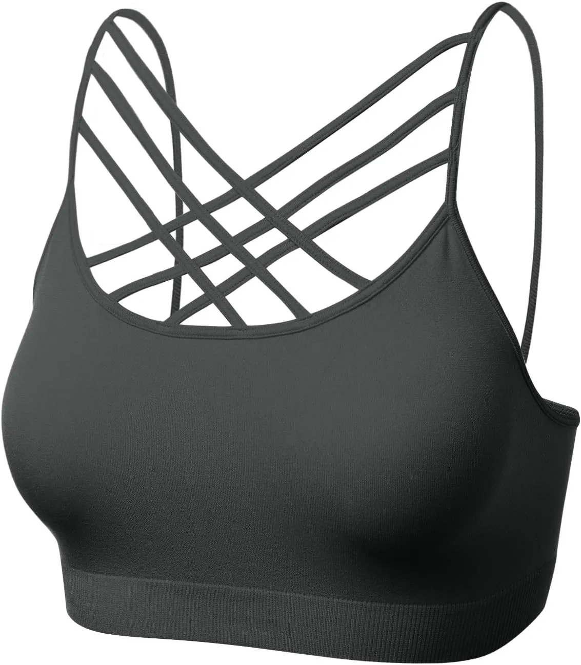 Women's Sports Bra Criss Cross Strappy Bandeau Cami Wirefree Bralette Tops