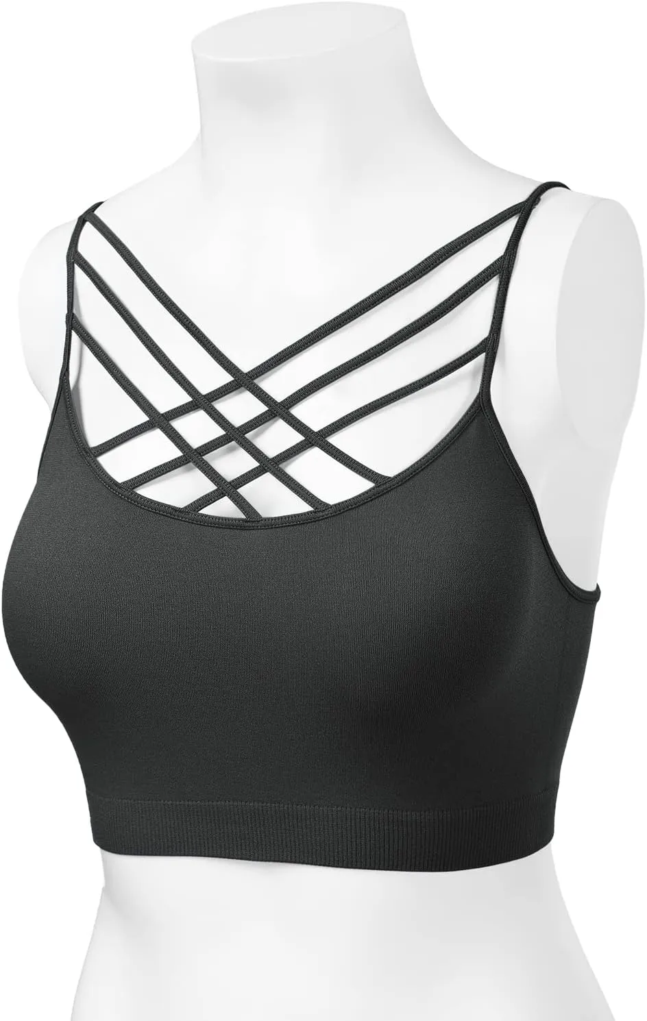 Women's Sports Bra Criss Cross Strappy Bandeau Cami Wirefree Bralette Tops