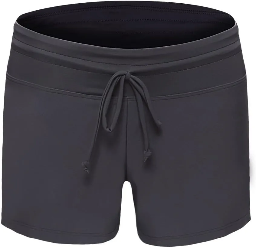 Women's Swim Boardshorts Tankini Boyshorts Beach Bottom Swimsuit Built in Briefs