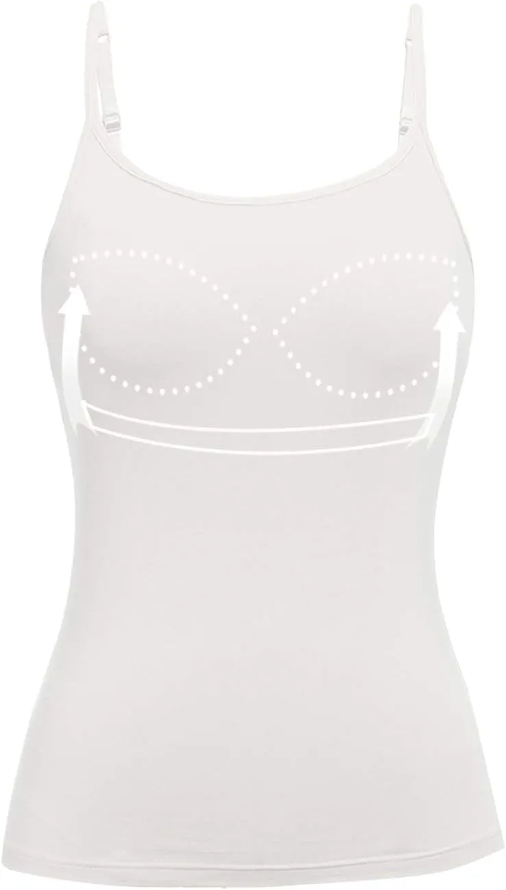 Womens Tank Tops Adjustable Strap Camisole with Built in Padded Bra Vest Sleeveless Layer Top 1/2/3 Packs