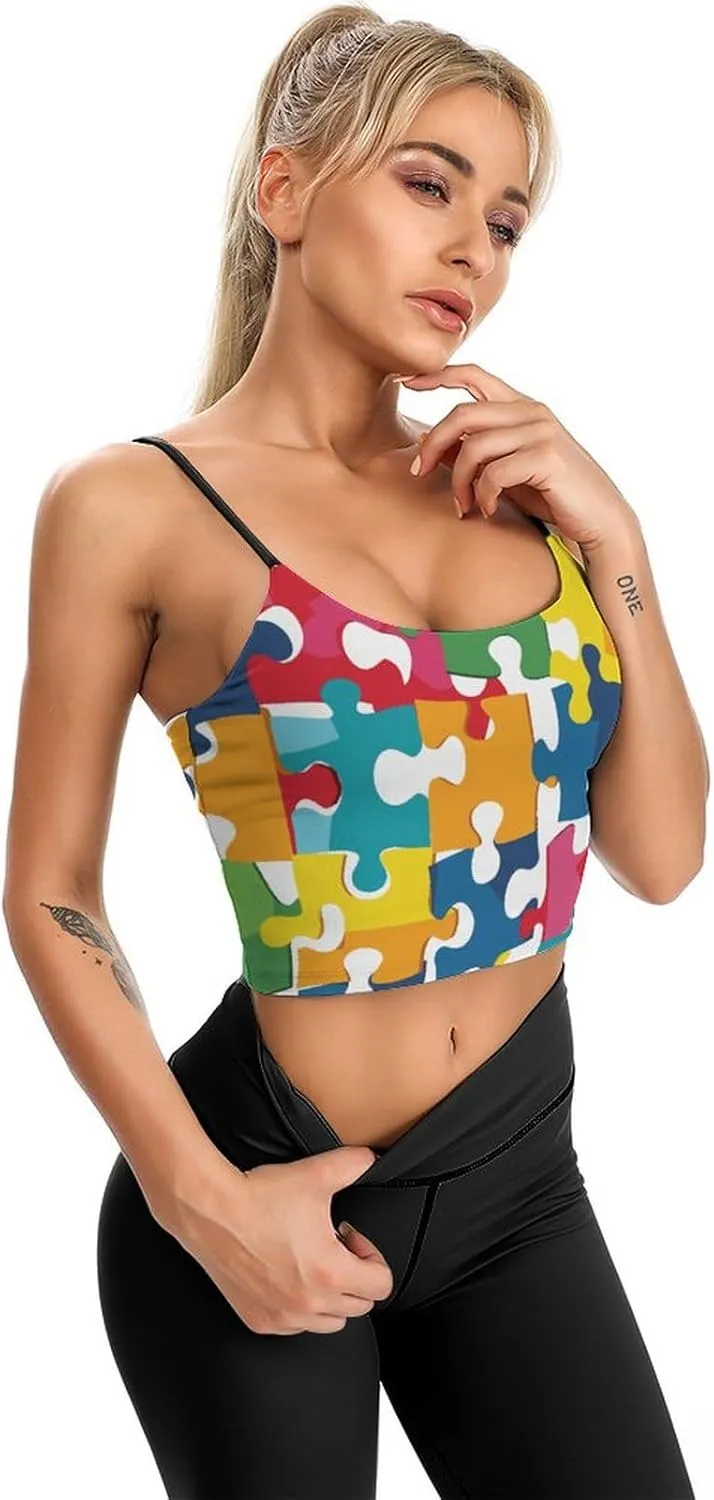 Womens Tank Tops, Summer Trendy Causal Fit Casual Tank Tunic Blouse Colour Jigsaw Printed Camisole