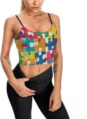 Womens Tank Tops, Summer Trendy Causal Fit Casual Tank Tunic Blouse Colour Jigsaw Printed Camisole