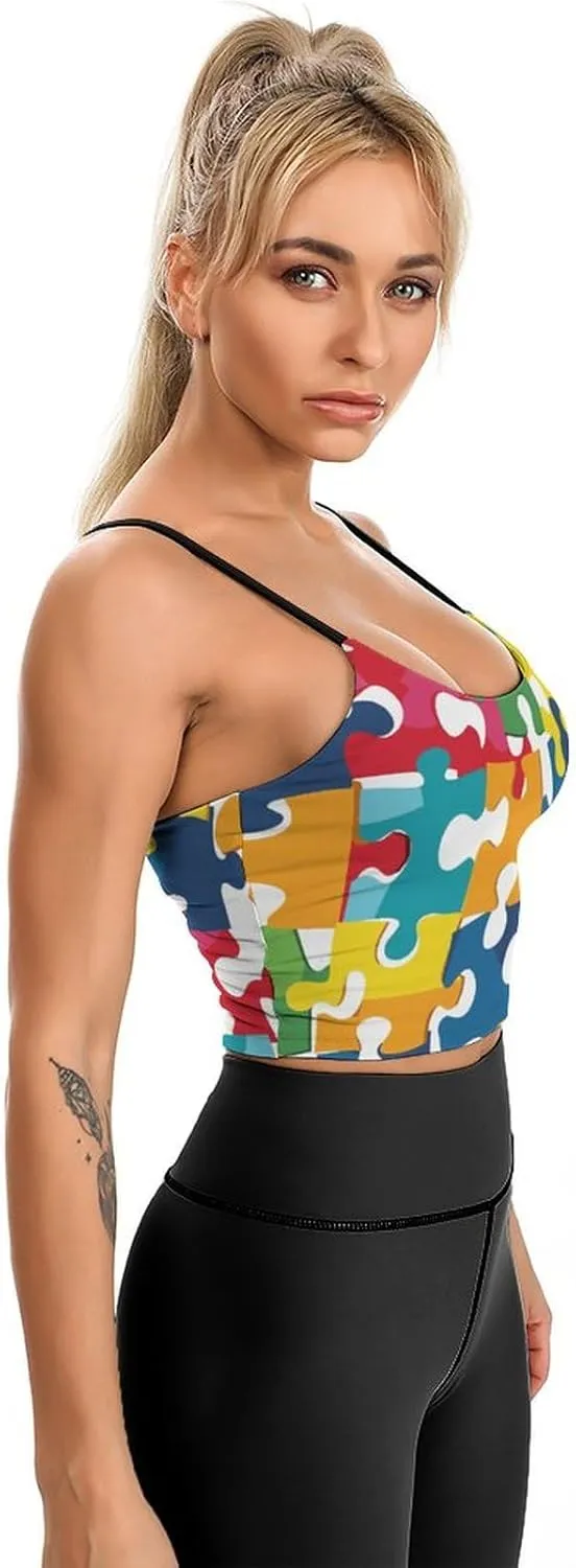 Womens Tank Tops, Summer Trendy Causal Fit Casual Tank Tunic Blouse Colour Jigsaw Printed Camisole