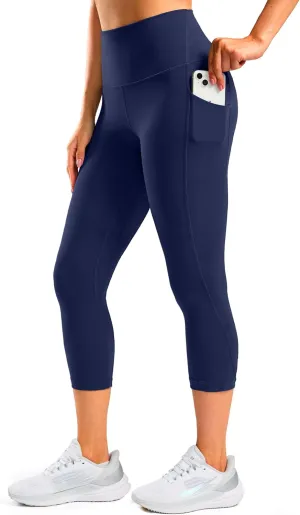 Workout Capri Leggings with Pockets for Women 21" 23" High Waist Buttery Soft Tummy Control Gym Athletic Yoga Pants