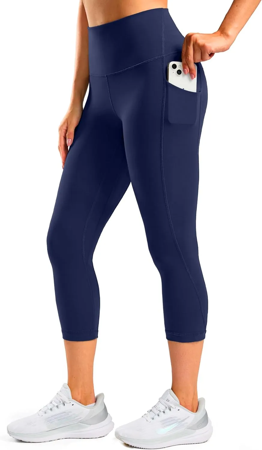 Workout Capri Leggings with Pockets for Women 21" 23" High Waist Buttery Soft Tummy Control Gym Athletic Yoga Pants