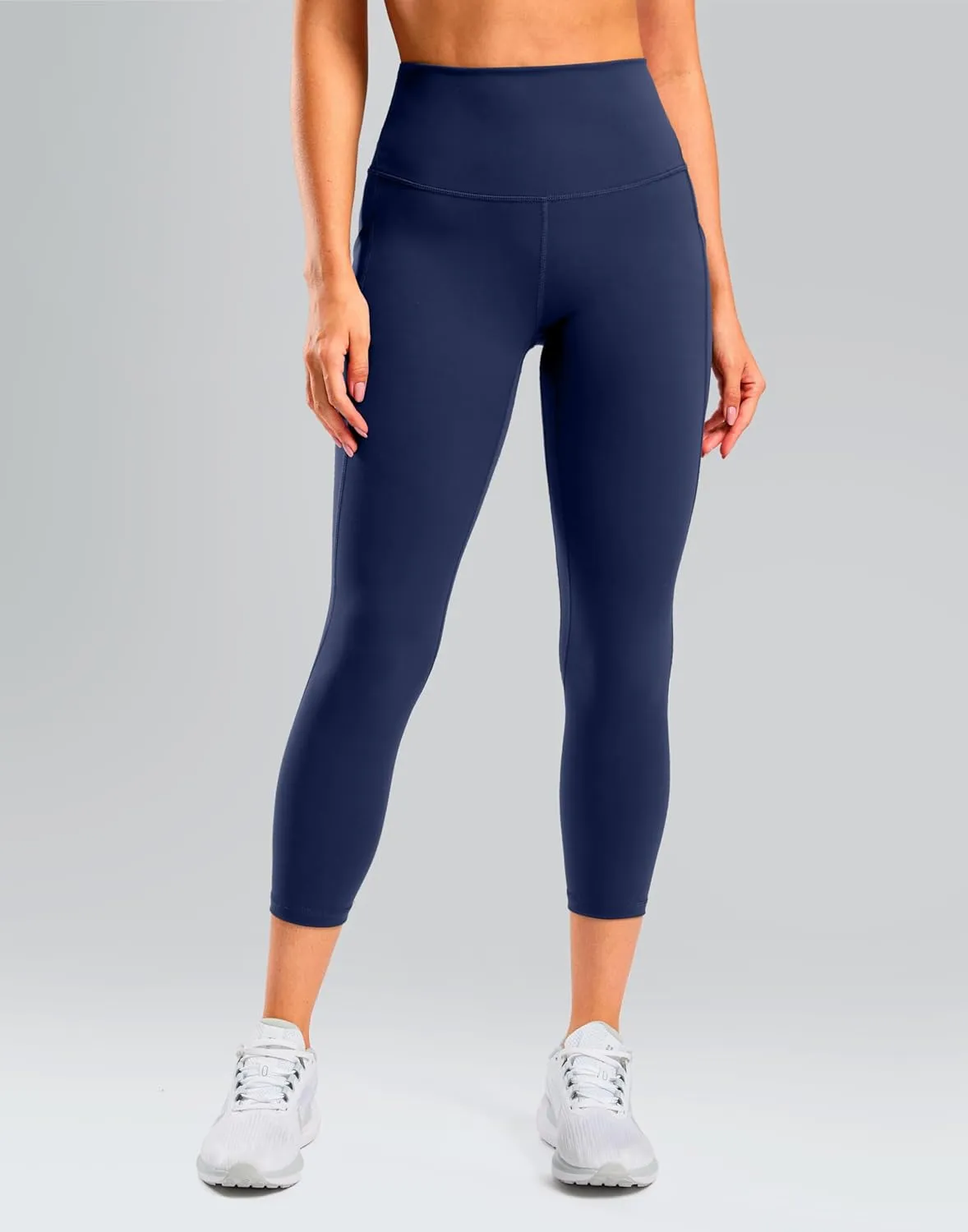 Workout Capri Leggings with Pockets for Women 21" 23" High Waist Buttery Soft Tummy Control Gym Athletic Yoga Pants