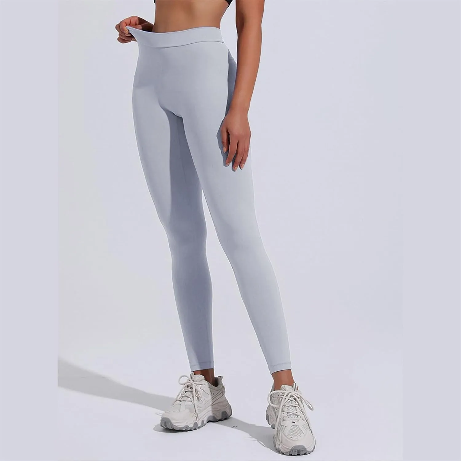Workout Sets for Women Full Length Micro Elastic Fashion Soft Daily Transparent White Ash S 5XL Fall & Winter Winter