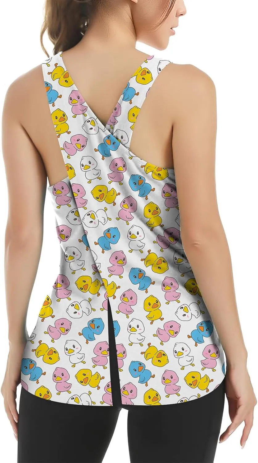 Workout Tank Tops for Women Yoga Tops Loose fit Womens Backless Sleeveless Open Back Running Muscle Tank Shirts