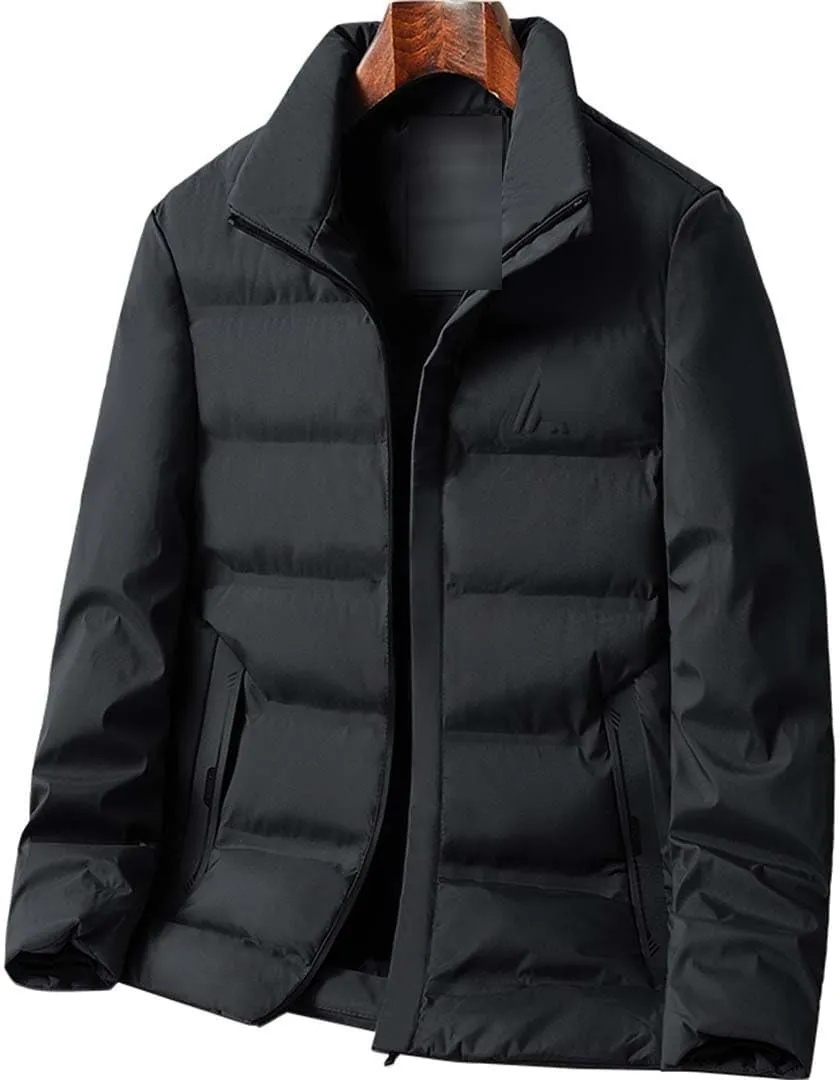 Yeuyyben Men Windbreaker Stand-Up Collar Autumn Parkas Men's Casual Lightweight Cotton Padded Jacket Coat Fleece Coat