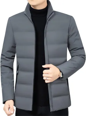 Yeuyyben Men Windbreaker Stand-Up Collar Autumn Parkas Men's Casual Lightweight Cotton Padded Jacket Coat Fleece Coat