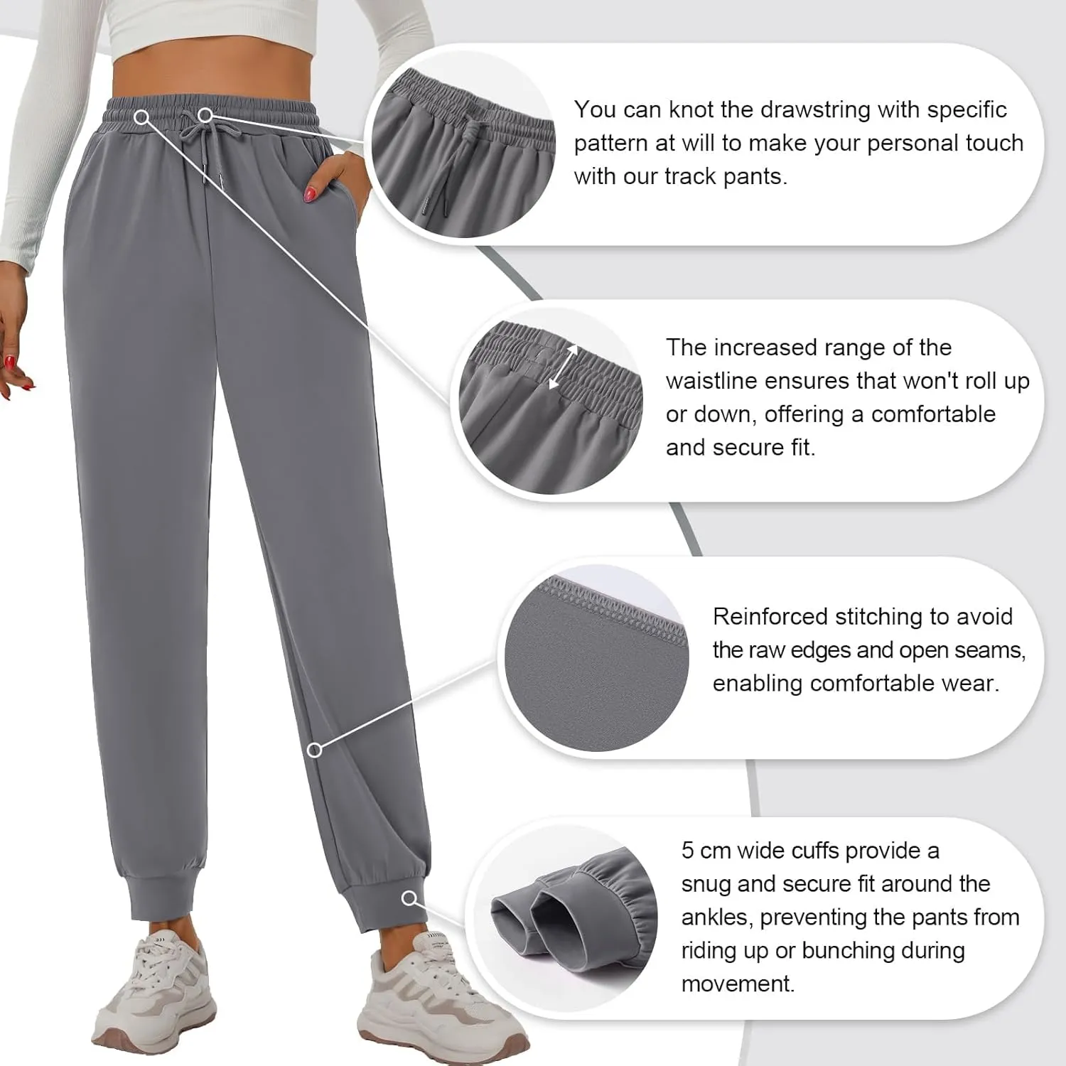YOYOYOGA Sweatpants for Women Stretchy Joggers with Pockets Soft Baggy Workout Pants Gym Jogging Track Pants