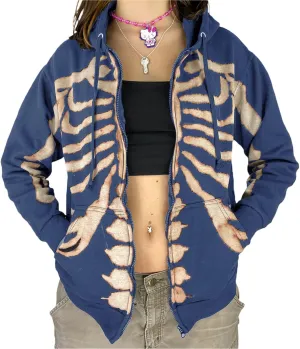 Yuemengxuan Women's Vintage Graphic Print Oversized Hoodies Zip Up Long Sleeve Sweatshirt Y2K Hip-pop Pullover Jackets