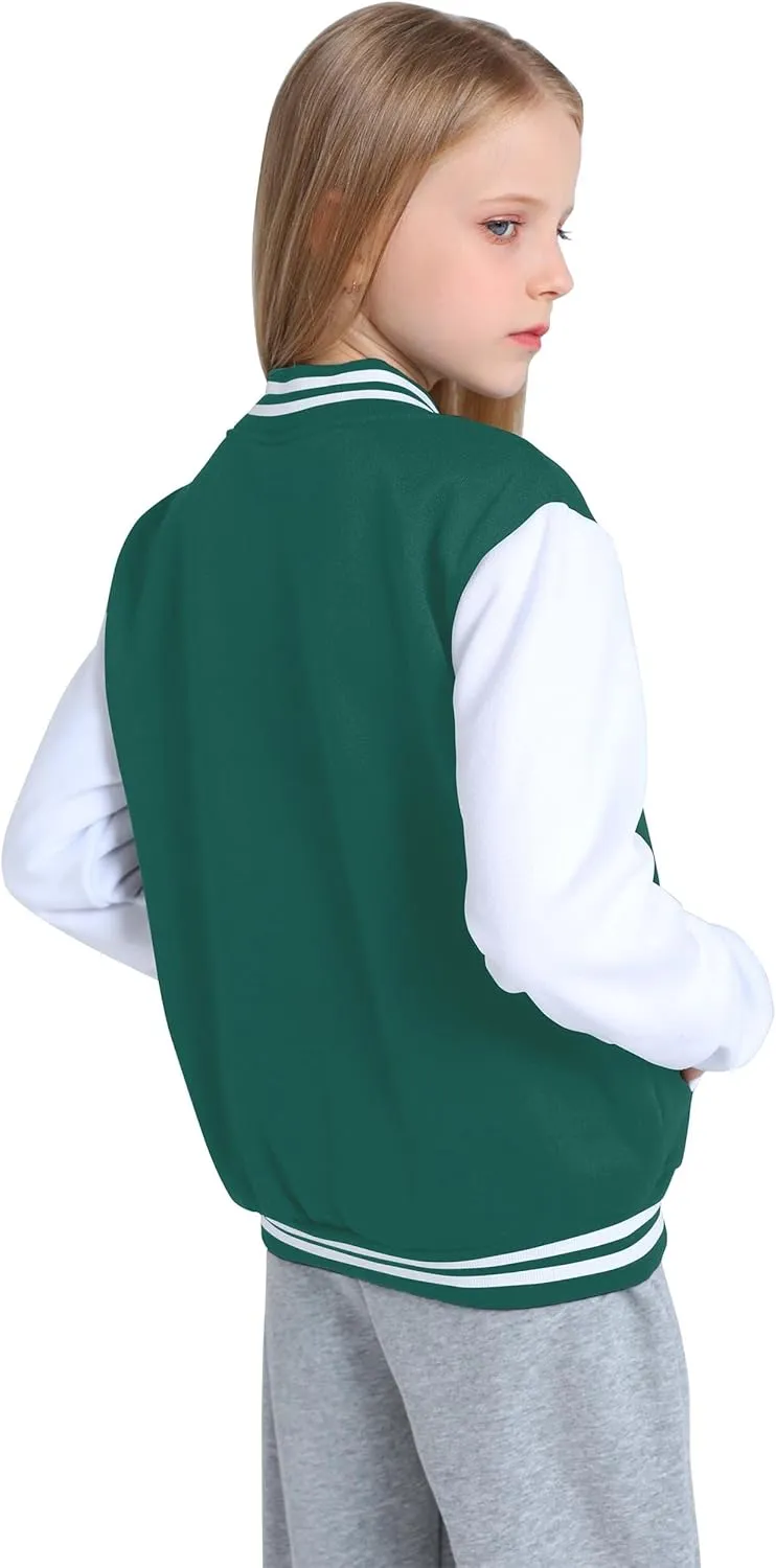 Yuji Itadori Girls Varsity Jacket Kids Baseball Lightweight Jacket Fleece Coat Button Closure School Outwear 2-14 Years
