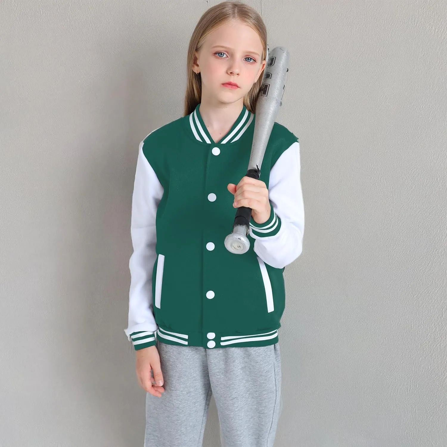Yuji Itadori Girls Varsity Jacket Kids Baseball Lightweight Jacket Fleece Coat Button Closure School Outwear 2-14 Years