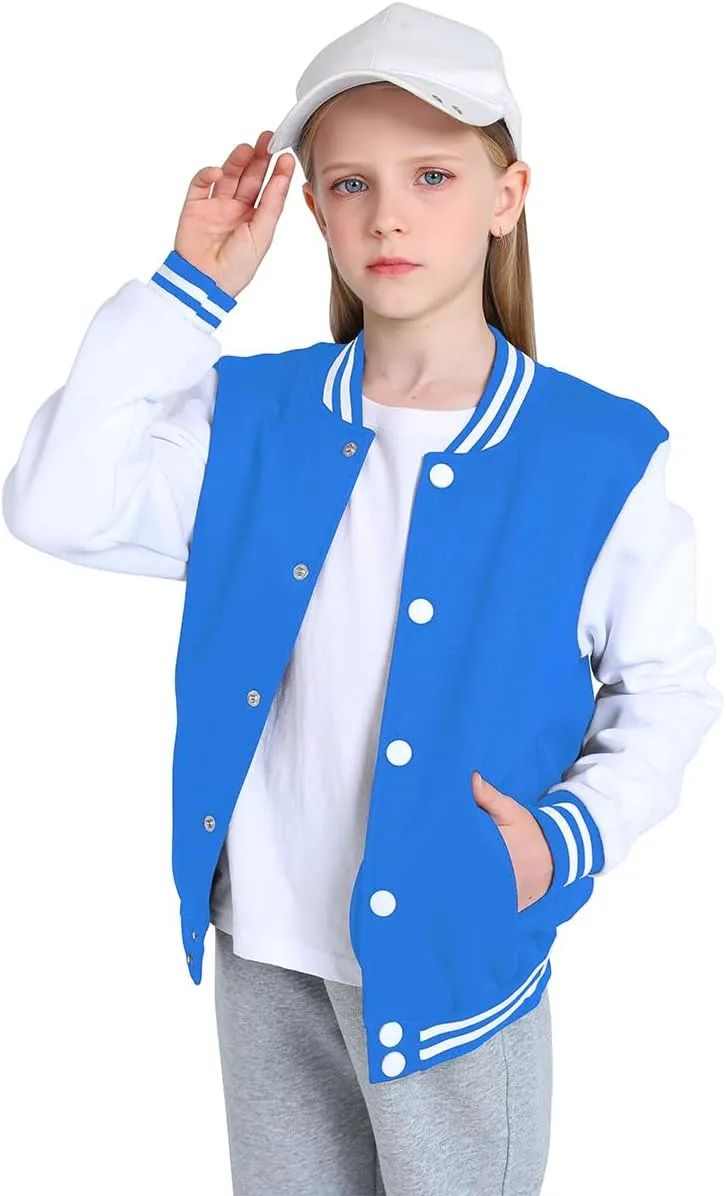 Yuji Itadori Girls Varsity Jacket Kids Baseball Lightweight Jacket Fleece Coat Button Closure School Outwear 2-14 Years