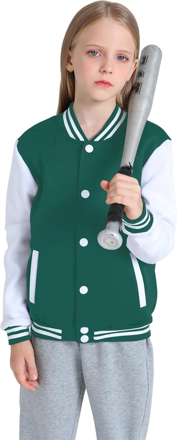 Yuji Itadori Girls Varsity Jacket Kids Baseball Lightweight Jacket Fleece Coat Button Closure School Outwear 2-14 Years