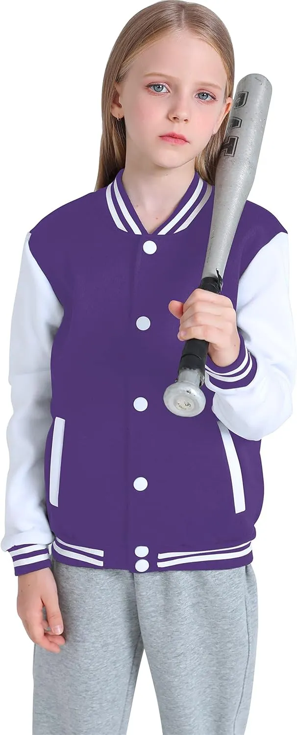Yuji Itadori Girls Varsity Jacket Kids Baseball Lightweight Jacket Fleece Coat Button Closure School Outwear 2-14 Years