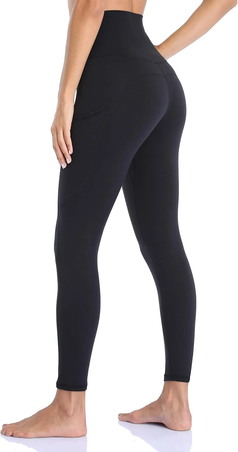 YUNOGA Women's High Waist Buttery Soft Athletic Yoga Pants 25" Inseam Leggings with Pockets